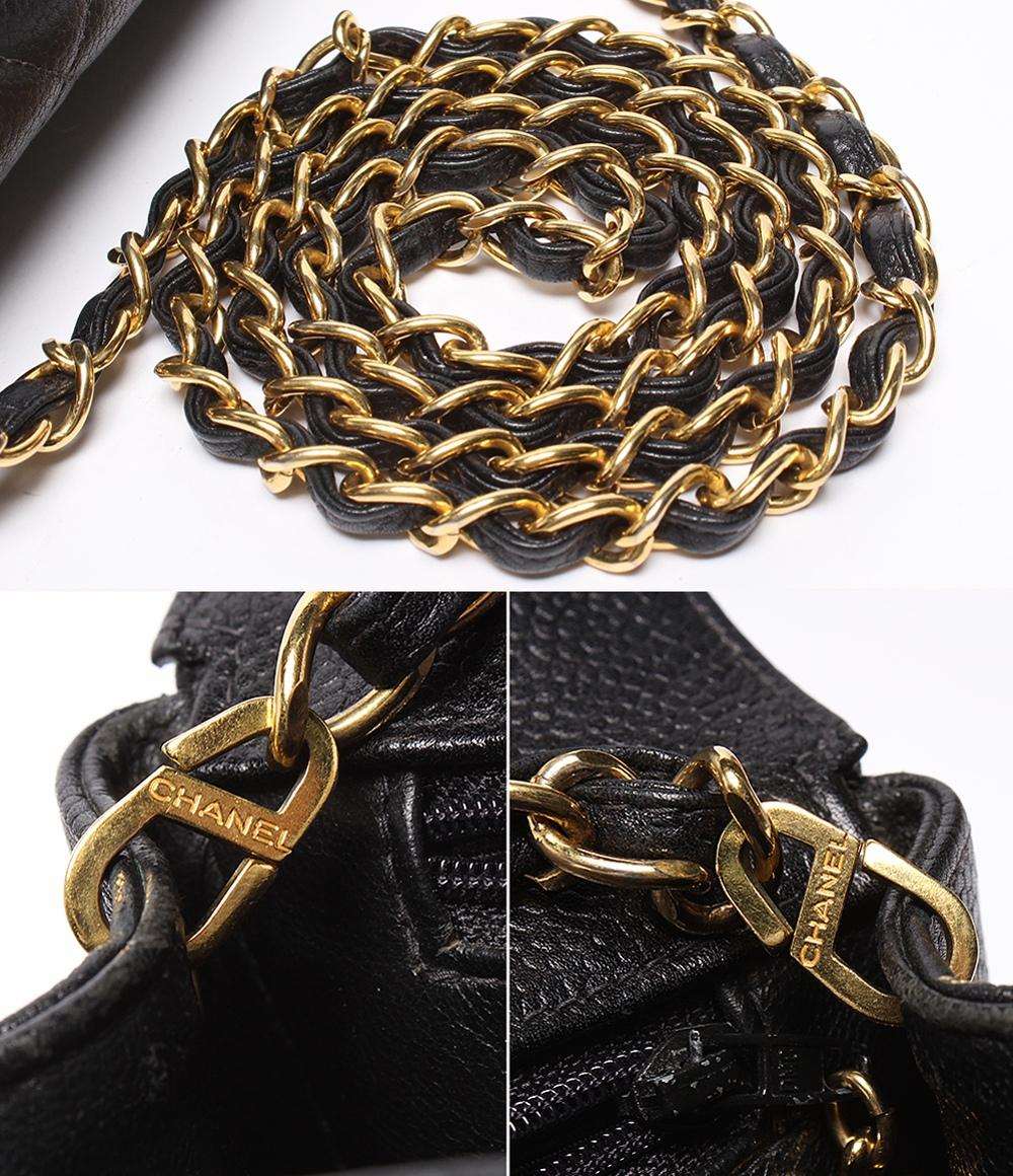 CHANEL チェーンショルダーバッグ ゴールド金具 ダイアナ フラップ マトラッセ ４番台 キャビアスキン レディース シャネル