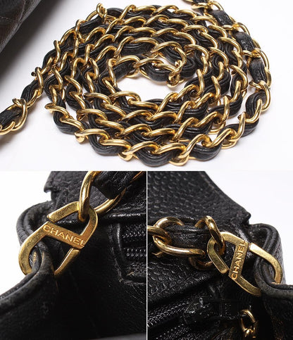 CHANEL チェーンショルダーバッグ ゴールド金具 ダイアナ フラップ マトラッセ ４番台 キャビアスキン レディース シャネル