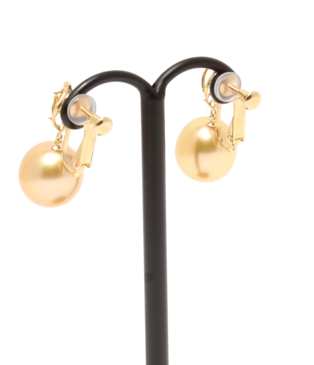 美品 イヤリング K18 パール 10.6x12mm ダイヤ 0.02ct レディース