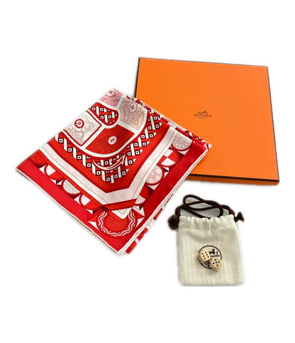 美品 エルメス スカーフ カレ90 シルク100% 63マスの世界旅行 LE TOUR DU MONDE EN 63 CASES レディース HERMES