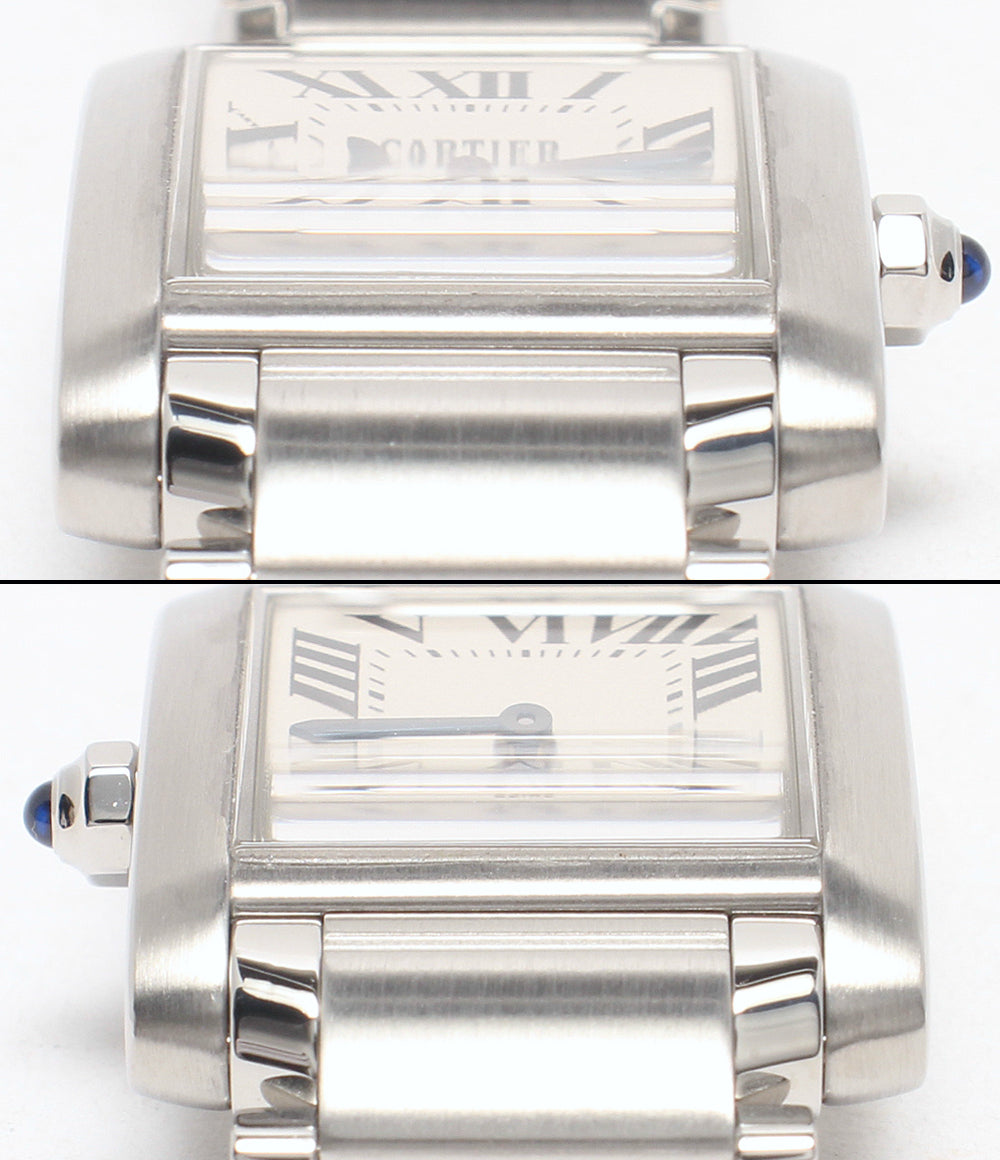 美品 Cartier 腕時計 タンク フランセーズ クオーツ ホワイト 2384 レディース カルティエ