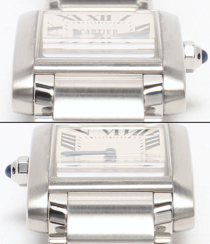 美品 Cartier 腕時計 タンク フランセーズ クオーツ ホワイト 2384 レディース カルティエ
