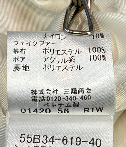 BLUE LABEL CRESTBRIDGE チェック柄 コート ファー付き レディース SIZE 38 ブルーレーベル・クレストブリッジ