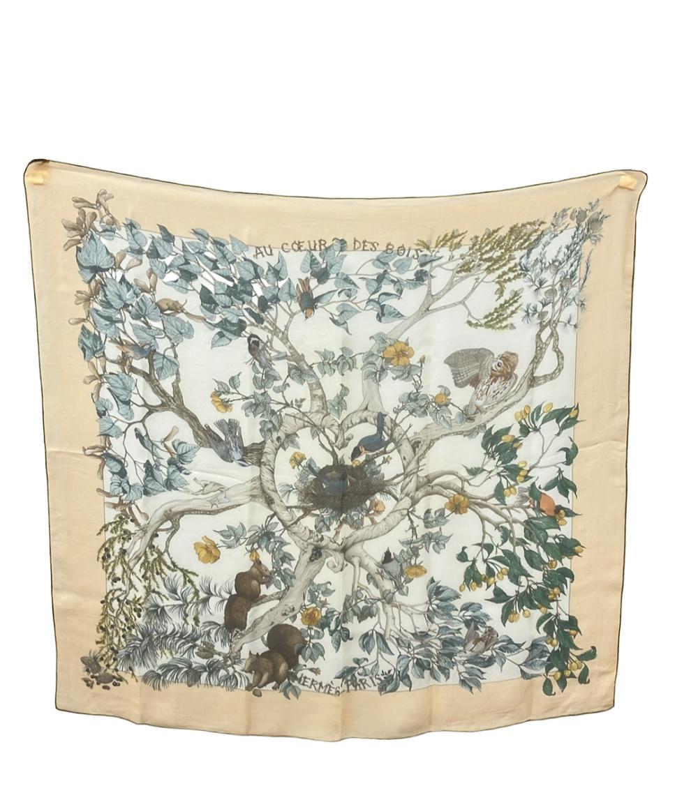 HERMES スカーフ カレ90 シルク 100% AU COEUR DES BOIS レディース エルメス