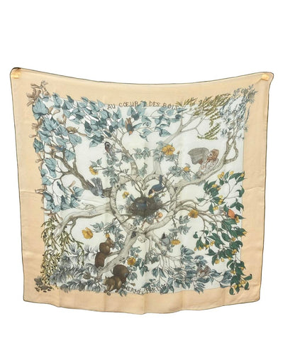 HERMES スカーフ カレ90 シルク 100% AU COEUR DES BOIS レディース エルメス