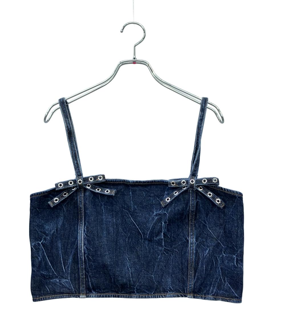 美品 GANNI デニムチューブトップCrinkled Future Denim Strap Top レディース SIZE 38 (M) ガニー