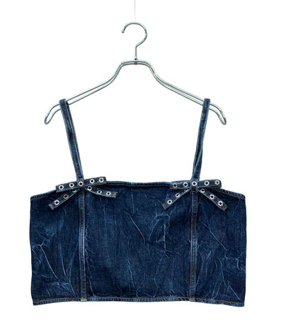 美品 GANNI デニムチューブトップCrinkled Future Denim Strap Top レディース SIZE 38 (M) ガニー