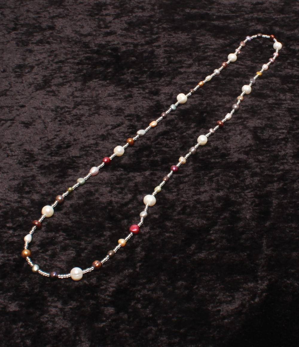 ロングネックレス 淡水マルチカラーパール レディース