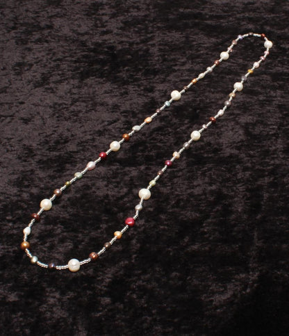 ロングネックレス 淡水マルチカラーパール レディース