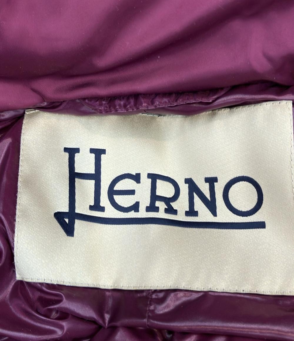 Herno ダウンコート A-shape ワインレッド インポート サテンAラインコート PI1304D-12170-4630 レディース SIZE 44 (XL) ヘルノ