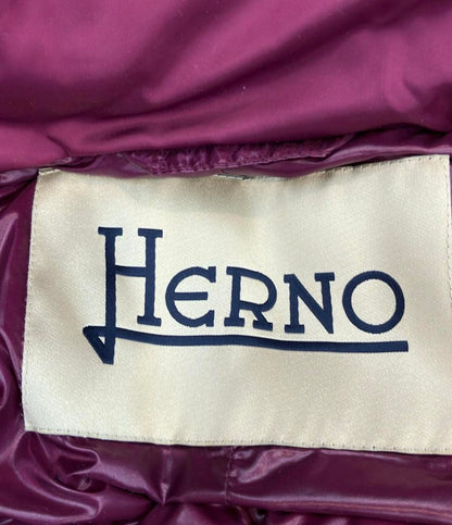 Herno ダウンコート A-shape ワインレッド インポート サテンAラインコート PI1304D-12170-4630 レディース SIZE 44 (XL) ヘルノ
