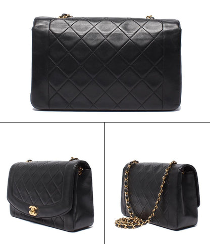 CHANEL チェーンショルダーバッグ ゴールド金具 マトラッセ 2番台 ラムスキン ダイアナフラップ 25 レディース シャネル