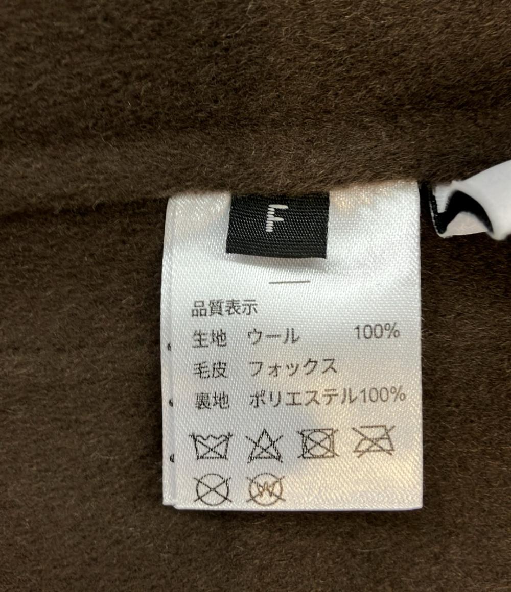 u-Big ノーカラーミドル丈コート  石井毛皮 ウールダブルフェイスショールカラーFOXポケットコート レディース SIZE F (M) ユービック