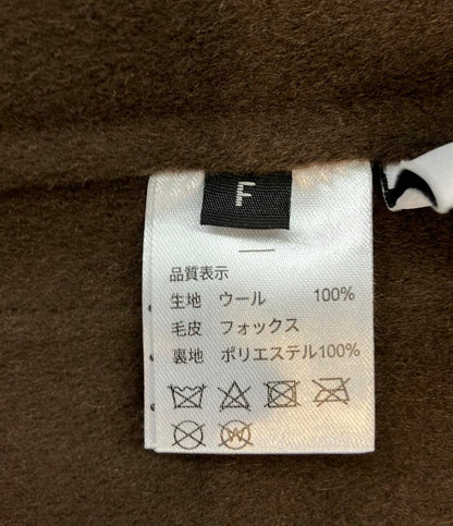 u-Big ノーカラーミドル丈コート  石井毛皮 ウールダブルフェイスショールカラーFOXポケットコート レディース SIZE F (M) ユービック