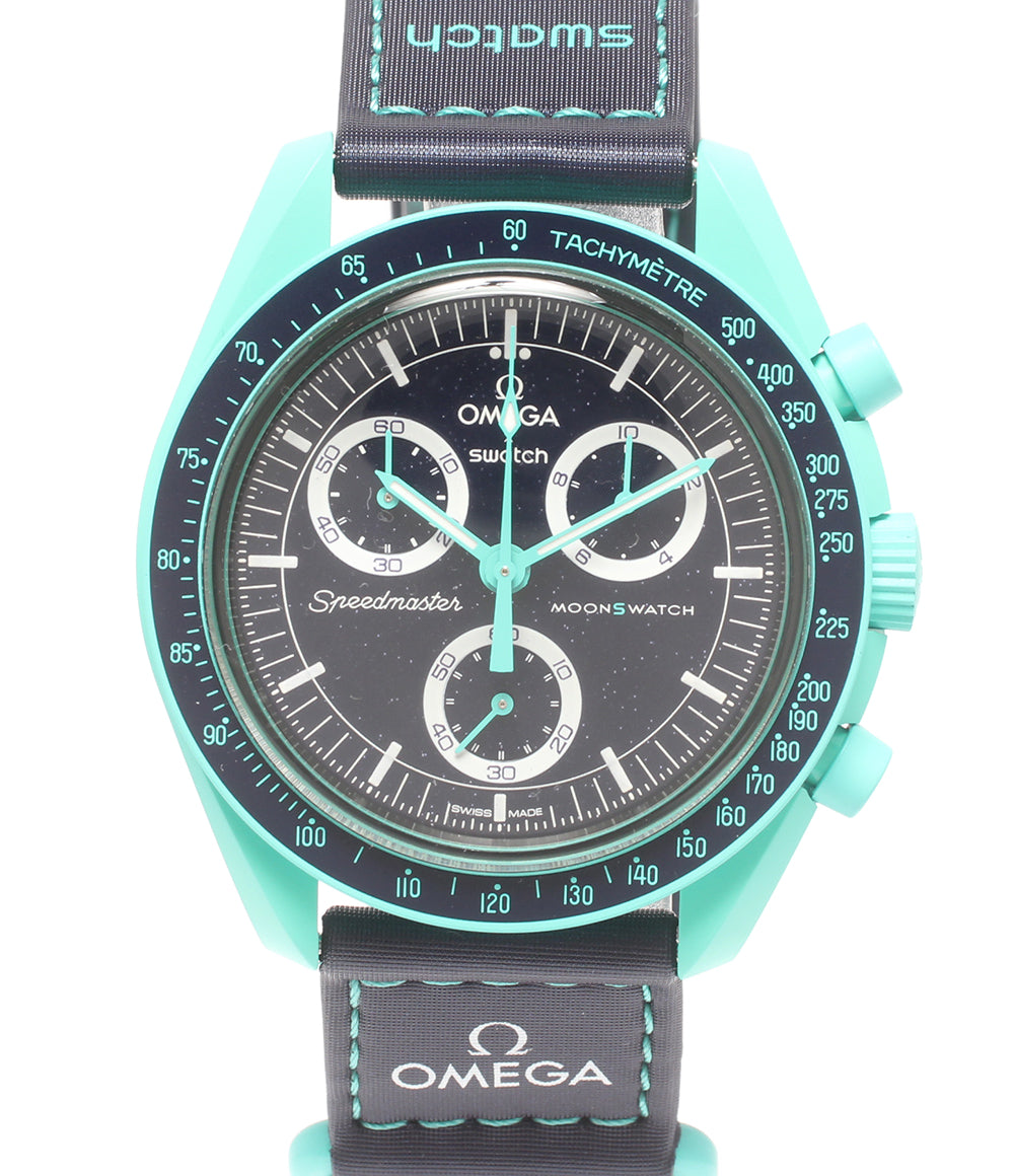 美品 OMEGA Swatch 腕時計 MISSION OF EARTH POLAR LIGHTS ムーンスウォッチ クオーツ レディース メンズ オメガ スウォッチ