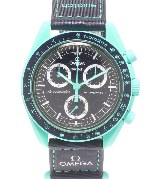 美品 OMEGA Swatch 腕時計 MISSION OF EARTH POLAR LIGHTS ムーンスウォッチ クオーツ レディース メンズ オメガ スウォッチ