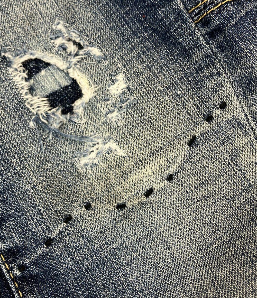 DSQUARED2 デニムパンツ ダークウォッシュ ペイント 破れ ヒゲ加工  tidy biker jeans メンズ SIZE 46 (S) ディースクエアード