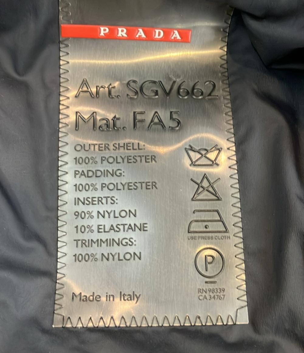 【美品】プラダスポーツ 中綿ジャケット トラッカー型 ロゴラバータグ 黒 XL PRADA SPORTS 中綿ナイロンジャケット トラックジャケット ラバーロゴ