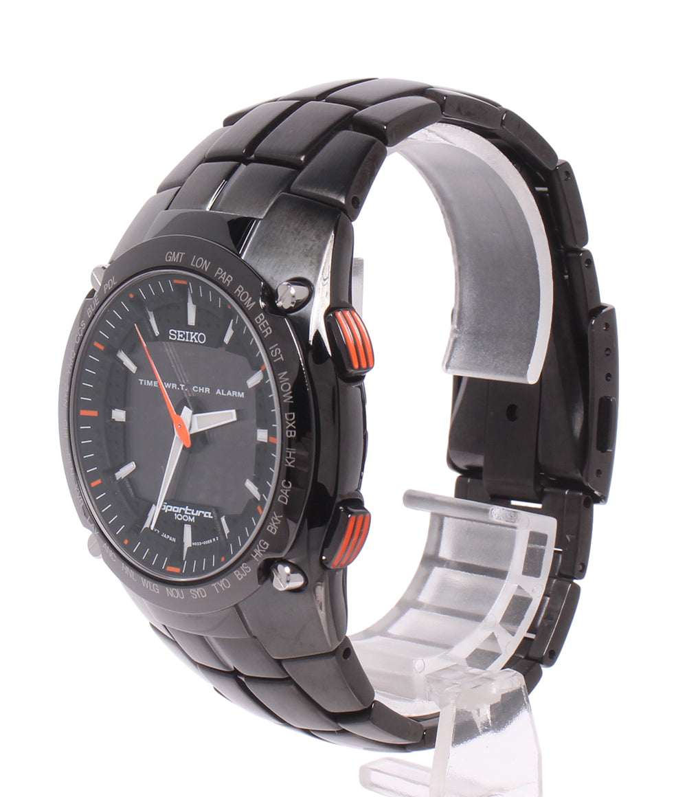 SEIKO 腕時計 スポーチュラ クオーツ ブラック H023-00E0 メンズ セイコー