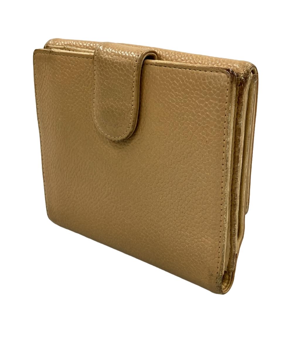 シャネル 二つ折り財布 ココマーク キャビアスキン レディース CHANEL  