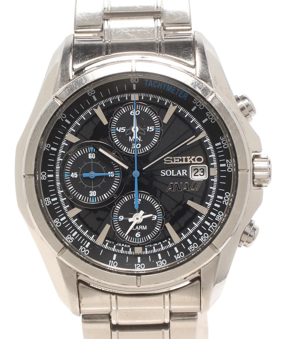 SEIKO 腕時計 ANA限定モデル ソーラー ブラック系 V172-0BA0 メンズ セイコー