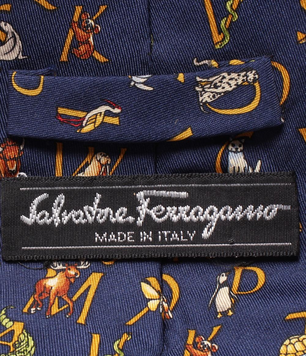 サルヴァトーレフェラガモ ネクタイ シルク100％ 動物柄 Salvatore Ferragamo