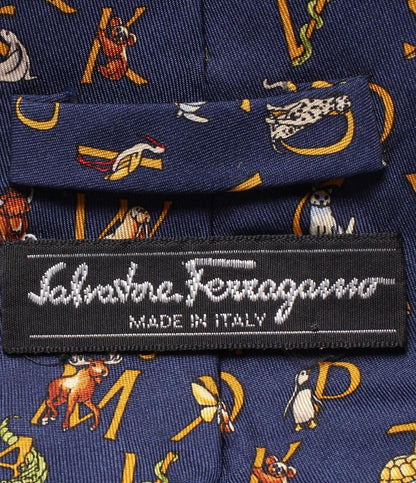 サルヴァトーレフェラガモ ネクタイ シルク100％ 動物柄 Salvatore Ferragamo