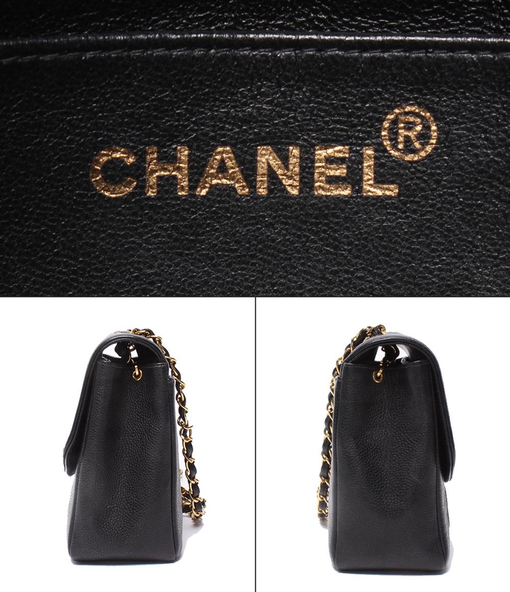 CHANEL チェーンショルダーバッグ ゴールド金具 ダイアナ フラップ マトラッセ ４番台 キャビアスキン レディース シャネル