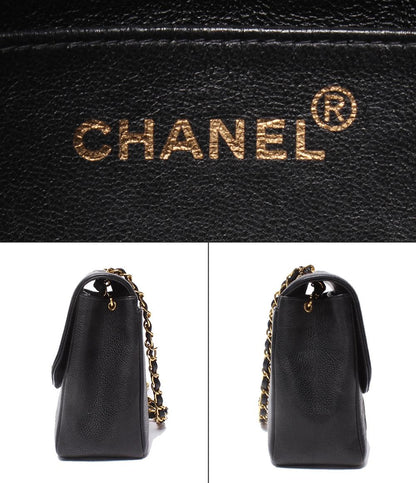 CHANEL チェーンショルダーバッグ ゴールド金具 ダイアナ フラップ マトラッセ ４番台 キャビアスキン レディース シャネル