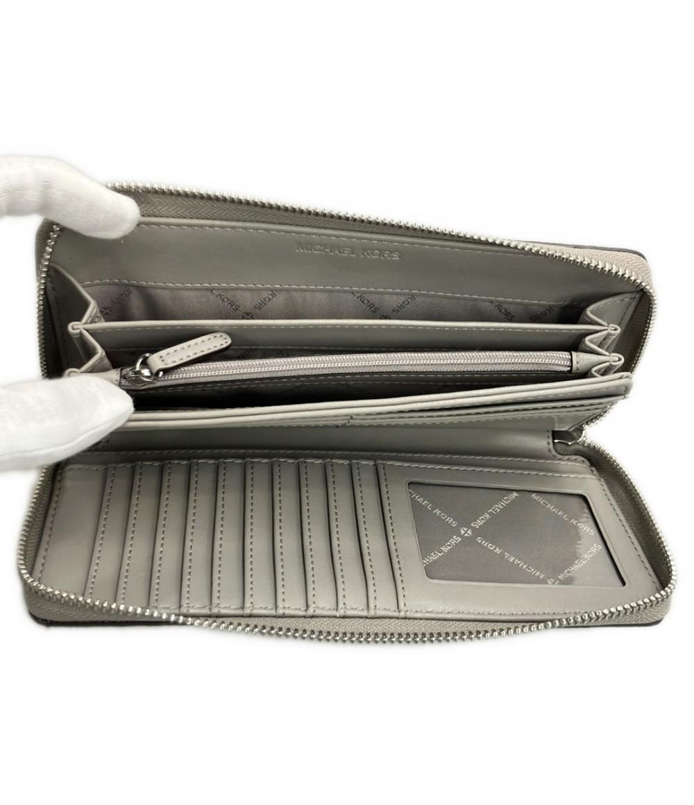美品 MICHAEL KORS ラウンドファスナー長財布 MKシグネチャー レディース マイケルコース
