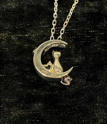 ネックレス SV925 アクアマリン ルビー ホワイトサファイア クレセントムーン 月モチーフ レディース Mirai Tenshi