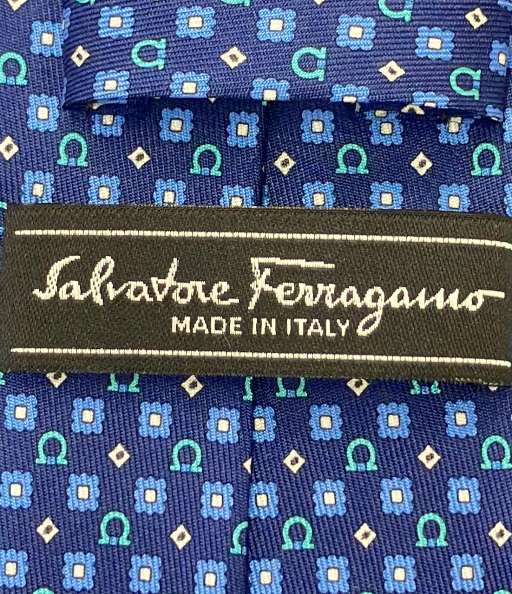 美品 Salvatore Ferragamo ネクタイ シルク100% ガンチーニ メンズ サルヴァトーレフェラガモ