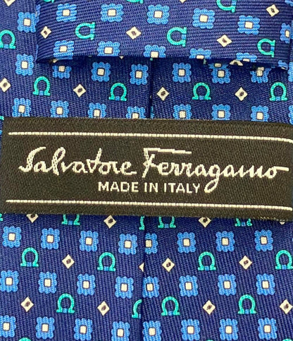 美品 Salvatore Ferragamo ネクタイ シルク100% ガンチーニ メンズ サルヴァトーレフェラガモ