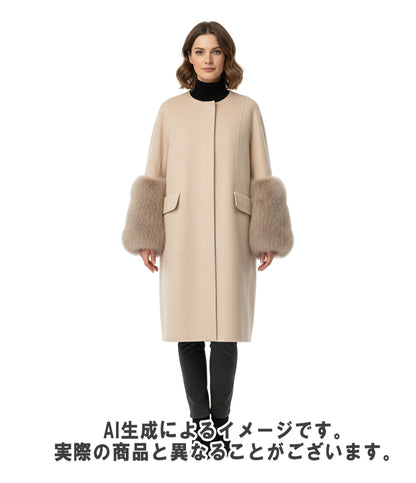 Drawer ウールケヌキファーカフスノーカラーコート レディース SIZE 38 (S) ドゥロワー