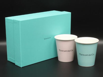 美品 TIFFANY&Co. コーヒーカップ ペーパーカップ風 2点セット ペア ティファニー