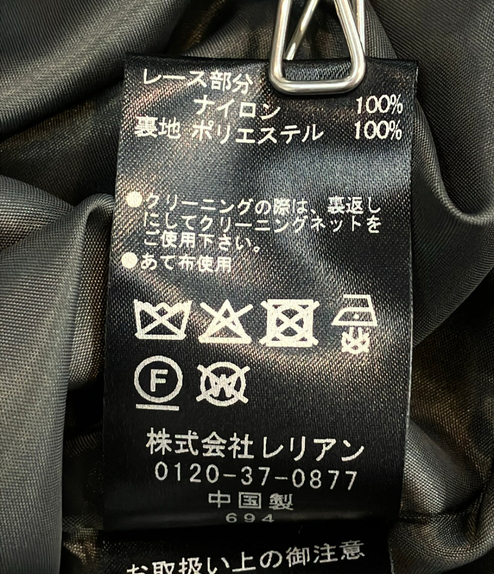 美品 LANVIN en Bleu 長袖 ミニフラワーレースワンピース レディース SIZE 38 ランバンオンブルー
