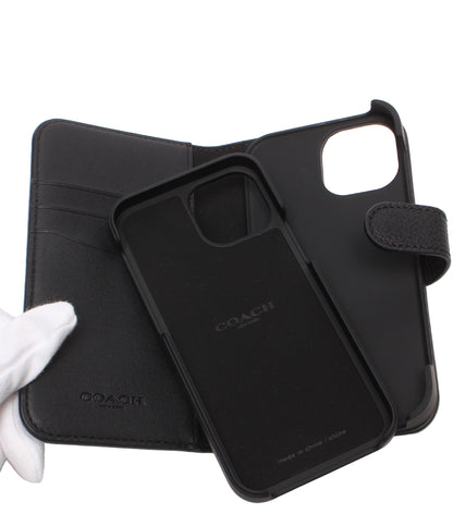 美品 COACH iPhoneケース iPhone 13 mini用 手帳型 シグネチャー R21C056K レディース メンズ コーチ