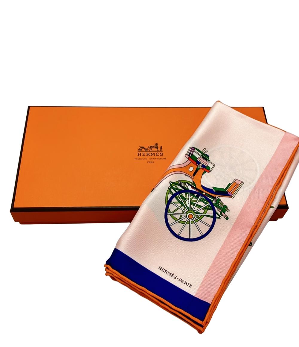 美品 エルメス スカーフ シルク100% 精巧な馬車 カレ45 レディース HERMES