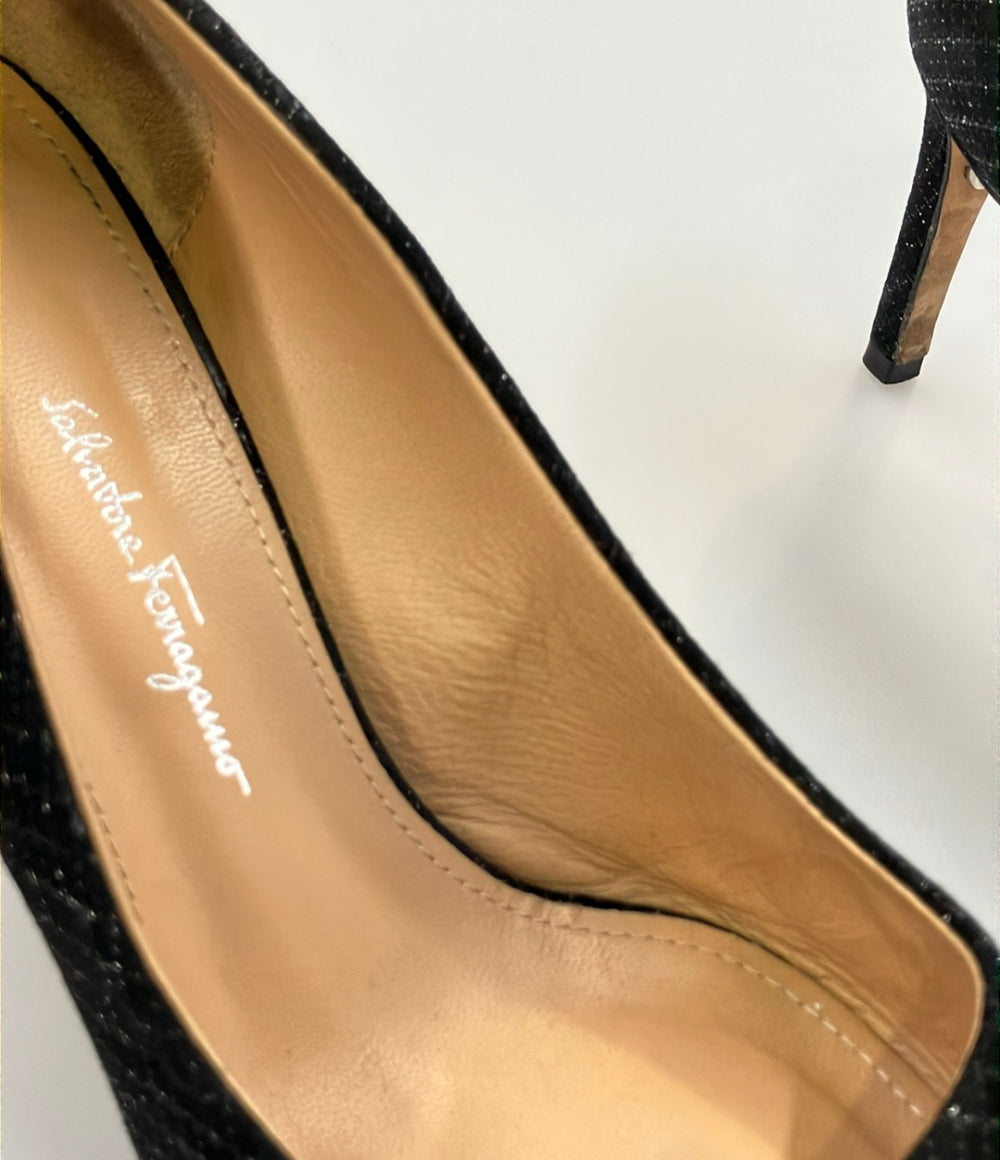 Salvatore Ferragamo パンプス チェック柄 ラメ レディース SIZE 7 D サルヴァトーレフェラガモ