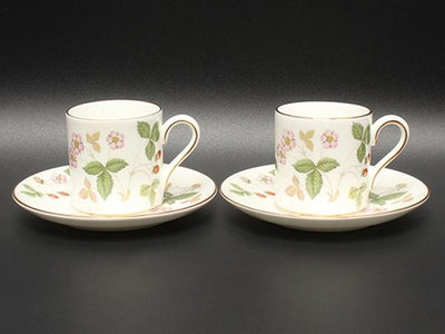 美品 ウエッジウッド デミタスカップ＆ソーサー 2客セット ペア ワイルドストロベリー WEDGWOOD