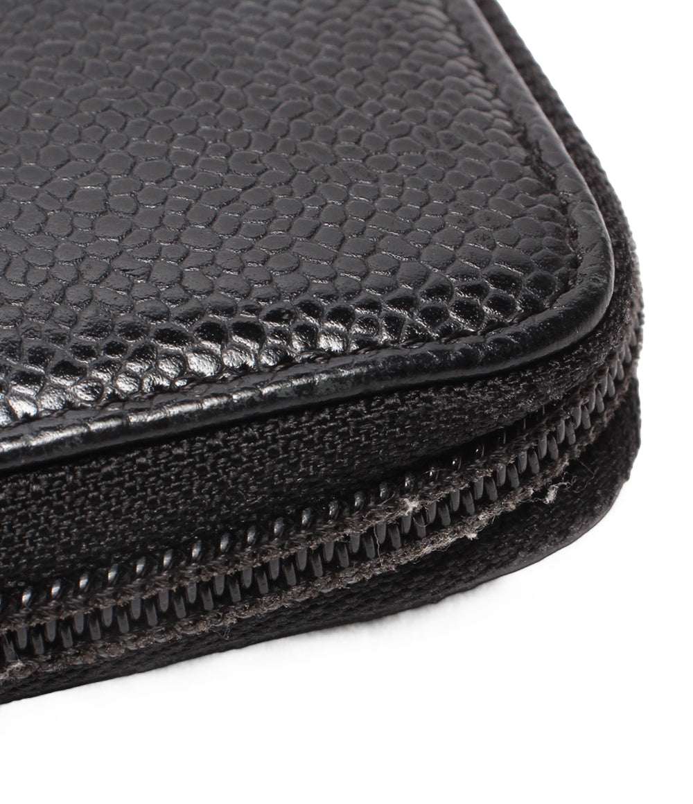 CHANEL ラウンドファスナー長財布 シルバー金具 キャビアスキン レディース シャネル