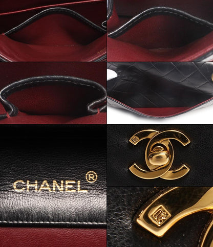 シャネル ダブルチェーンレザーショルダーバッグ ココマーク ゴールド金具 マトラッセ レディース CHANEL