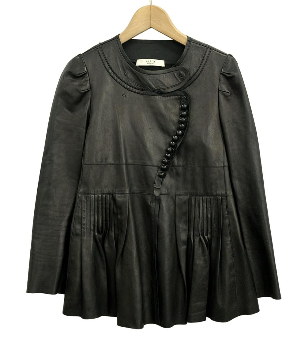プラダ レザージャケット サイズ38 ブラック レディース PRADA
