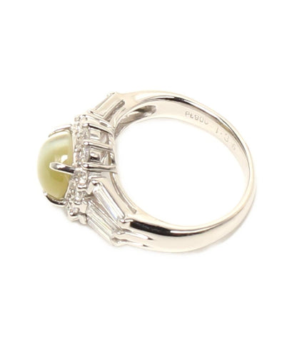 美品 リング 指輪 Pt900 クリソベリルキャッツアイ1.36ct ダイヤ0.62ct レディース SIZE 3号