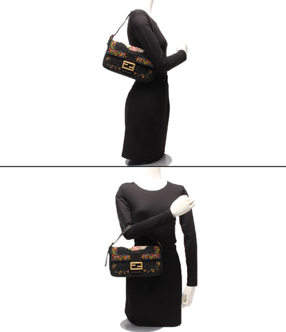 FENDI ハンドバッグ ショルダーバッグ 肩掛け フラワー刺繍 総ビーズ マンマバケット レディース フェンディ