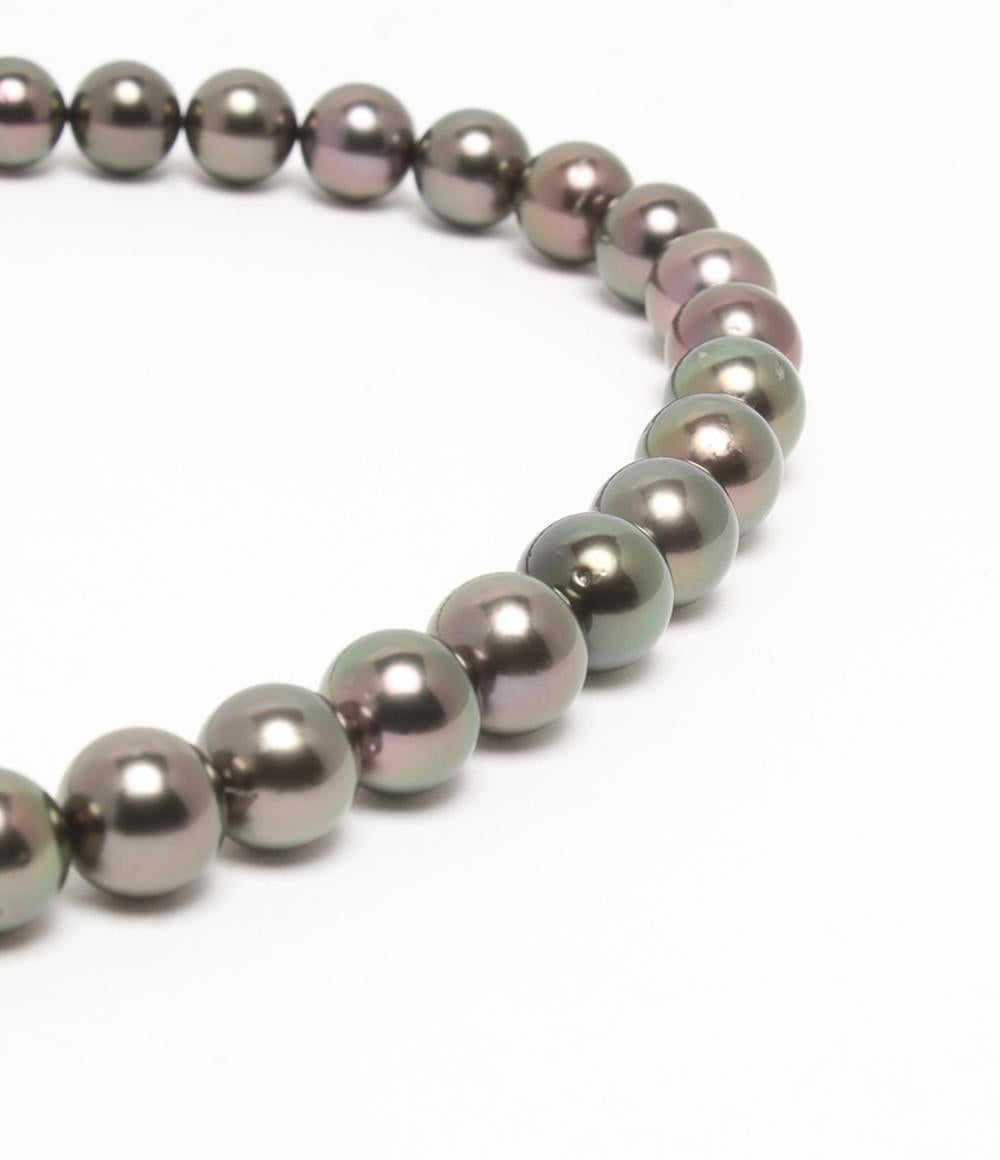 美品 ネックレス SV オーロラピーコック黒蝶真珠 9.2-11.9mm ピアス K14WG 黒蝶真珠10.1mm 2点セット レディース