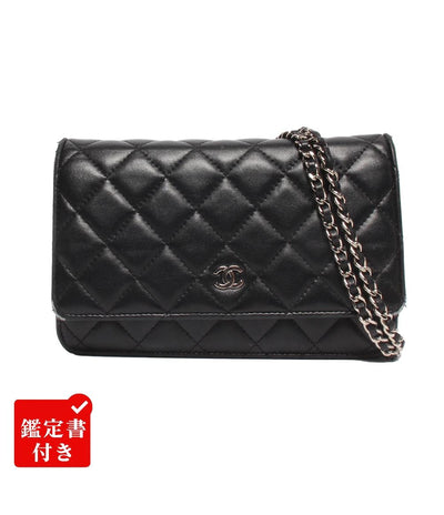 CHANEL チェーンショルダーバッグ チェーンショルダーウォレット ラムスキン シルバー金具 マトラッセ レディース シャネル