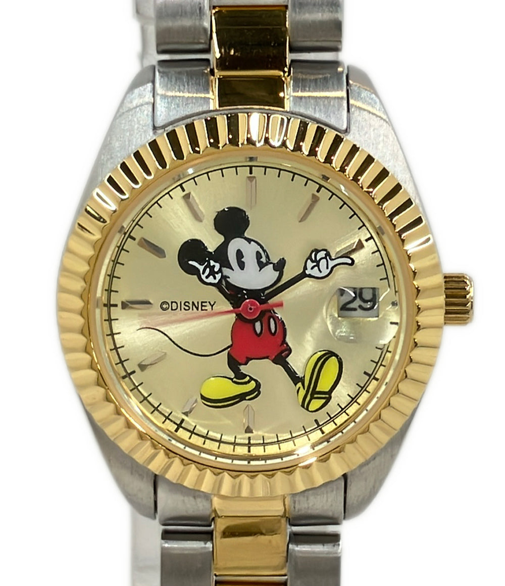 美品 Disney 腕時計 ミッキーマウス クオーツ ゴールド レディース ディズニー