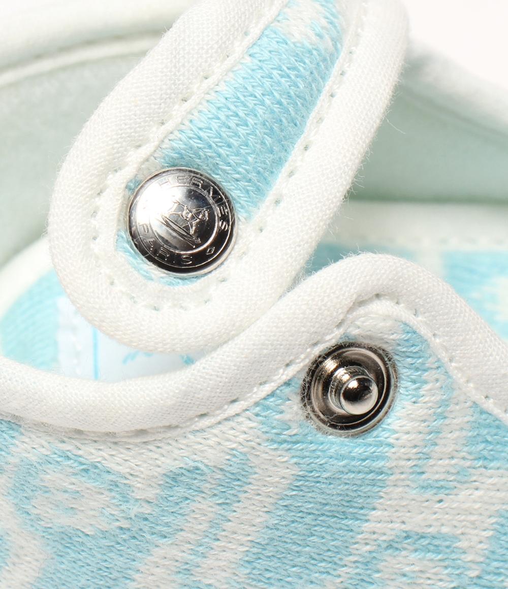 美品 HERMES ファーストシューズ ベビーシューズ アニマル柄 ブルー系