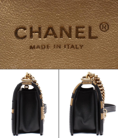 美品 CHANEL チェーンショルダーバッグ ゴールド金具 クロコ型押し ボーイシャネル レディース シャネル